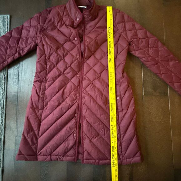 J Jill down filled quilted long puffer coat womens size XS burgandy winter warm - Picture 9 of 9